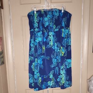 NWT Lane Bryant Blue and Green Floral Strapless Dress